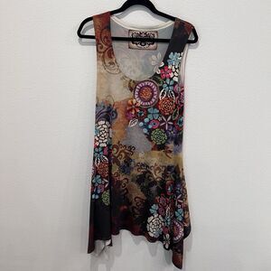Amma Design Women’s Multi-color Abstract Mini Dress Size M Floral Boho Festival